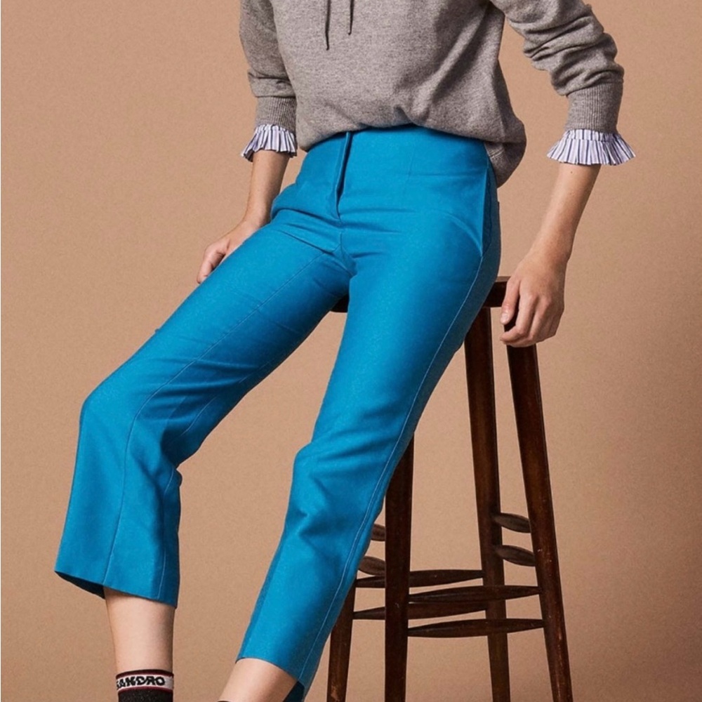 Sandro $265 NWOT “Lagoon” Straight-cut Cropped trousers